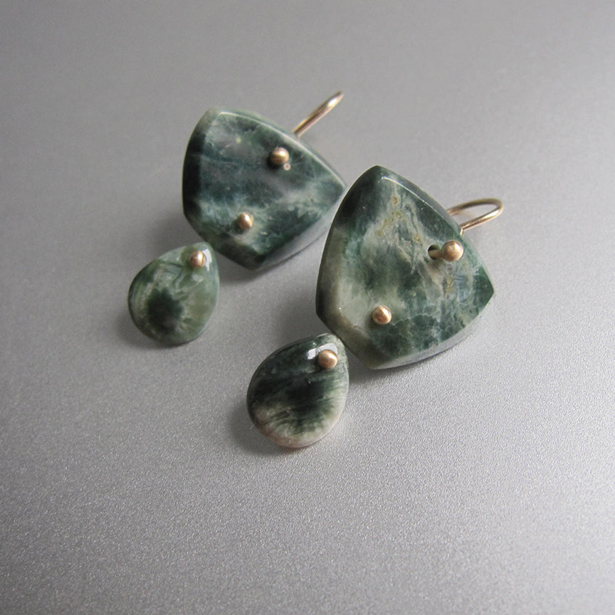 green ocean jasper double drops solid 14k gold earrings2