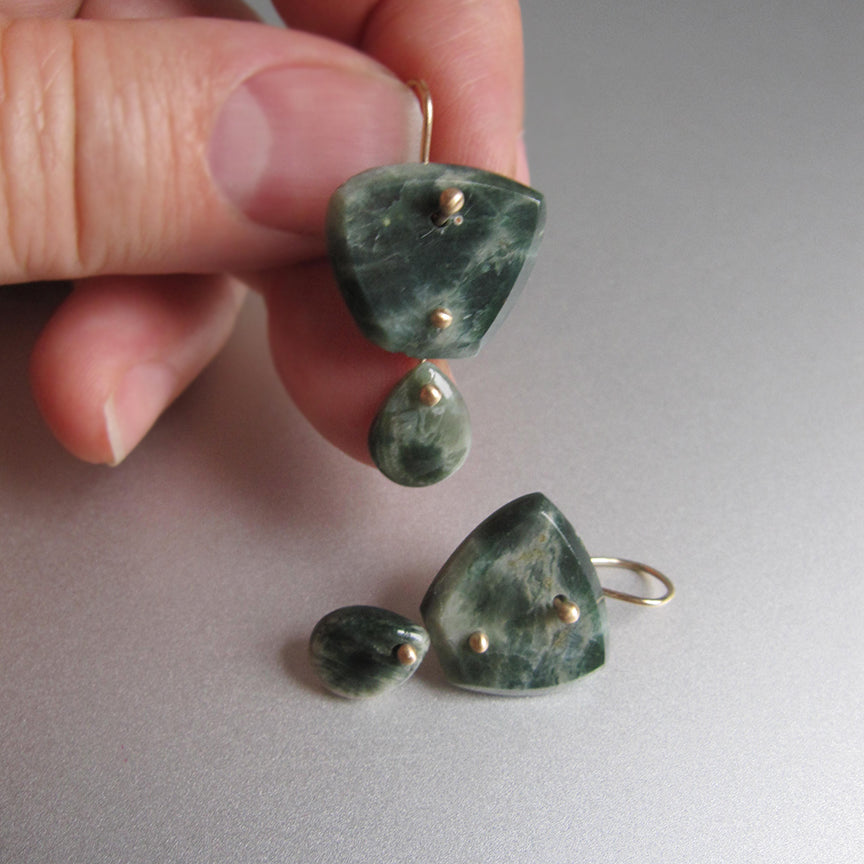green ocean jasper double drops solid 14k gold earrings4