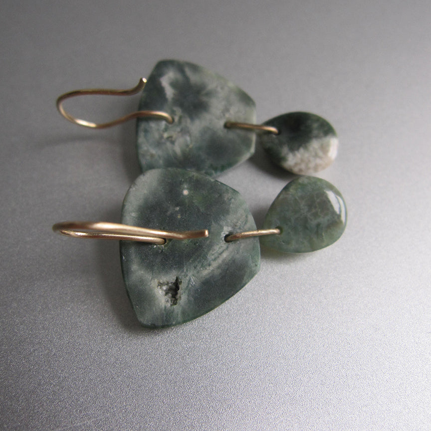 green ocean jasper double drops solid 14k gold earrings7