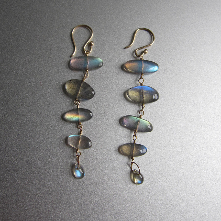 Five stone labradorite fishbone solid 14k gold earrings2