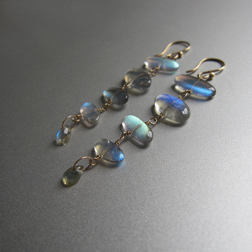 Five stone labradorite fishbone solid 14k gold earrings3