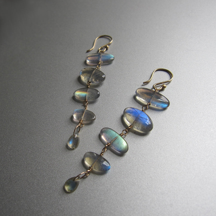 Five stone labradorite fishbone solid 14k gold earrings4