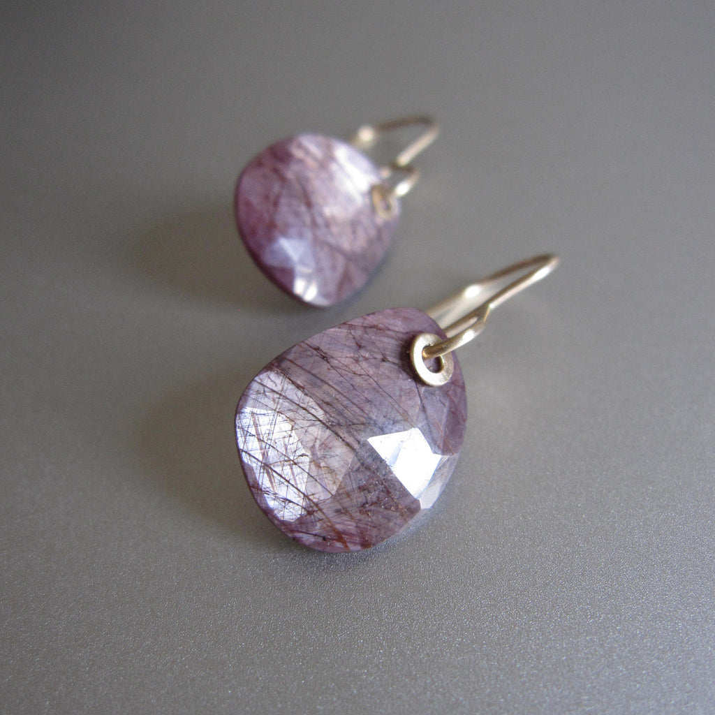rose cut pink sapphire slices solid 14k gold earrings3