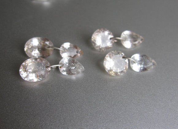 Custom Order for Christine --- Two Pairs of Double Topaz Drops, Solid 14k gold Earrings (Copy)