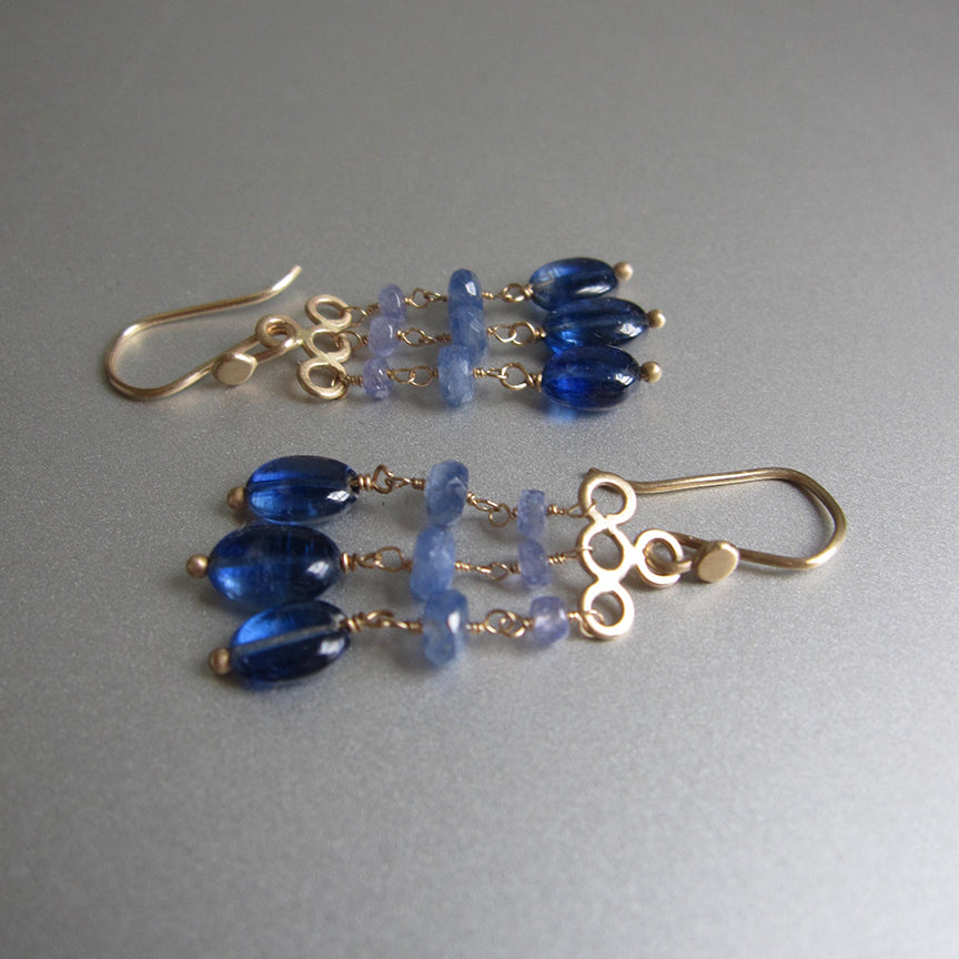 kyanite iolite sapphire chandelier solid 14k gold earrings4
