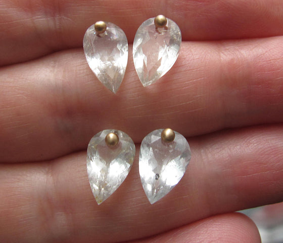 Custom Listing for Christine --- Topaz Solitaire, Solid 14k Gold Earrings