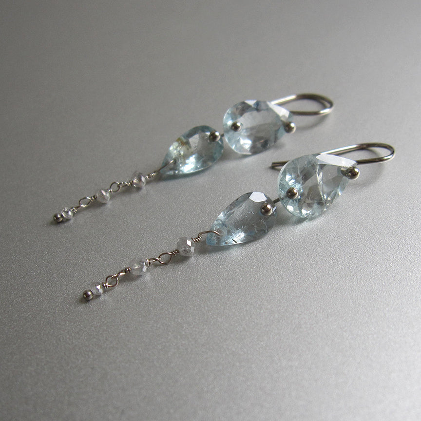 aquamarine double drop with gray diamond beads solid 14k white gold earrings3