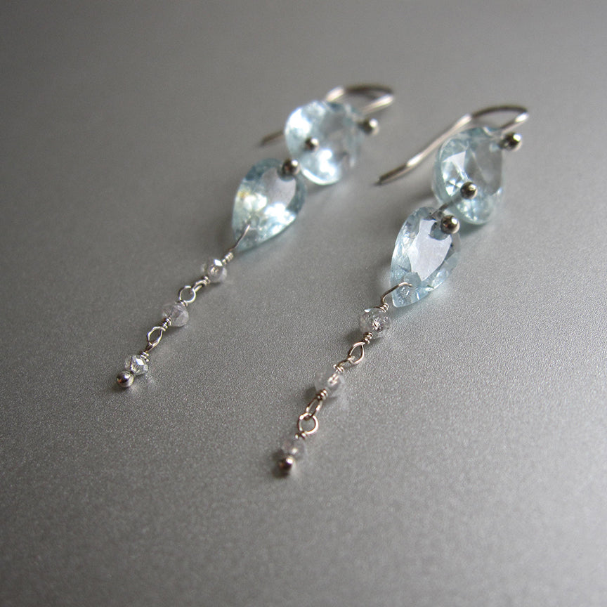 aquamarine double drop with gray diamond beads solid 14k white gold earrings4