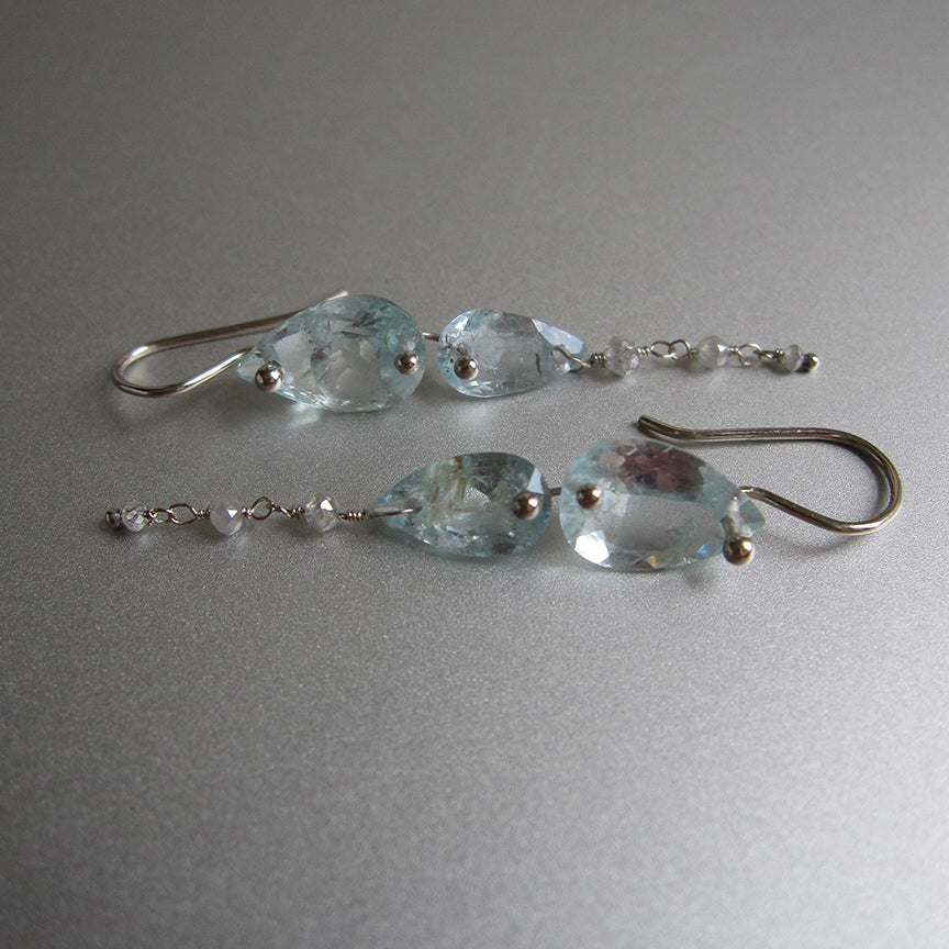 aquamarine double drop with gray diamond beads solid 14k white gold earrings7