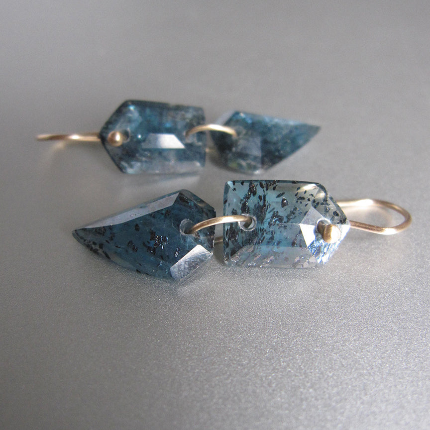 mossy teal kyanite shield and kite double drops solid 14k gold earrings3