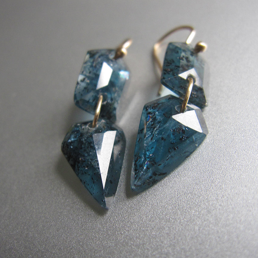 mossy teal kyanite shield and kite double drops solid 14k gold earrings4