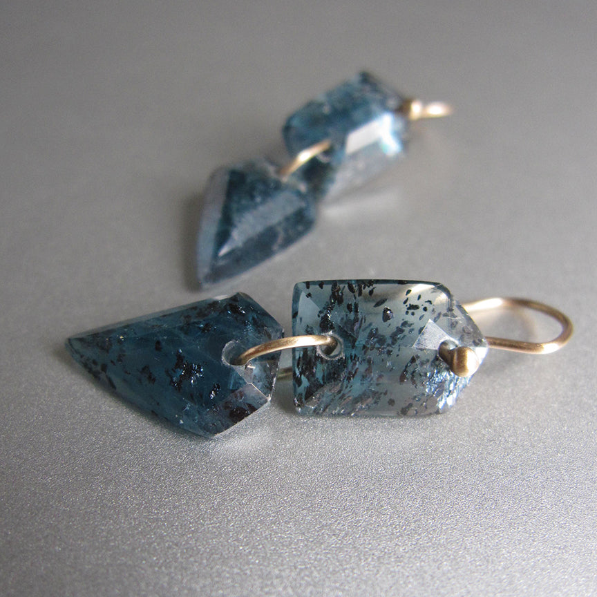 mossy teal kyanite shield and kite double drops solid 14k gold earrings5