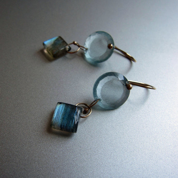 aquamarine disc and labradorite diamond dangle double drops solid 14k gold earrings6