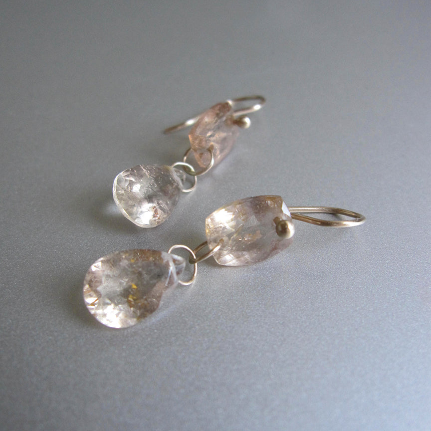 Reserved for Whitney --- Imperial Topaz, Double Ring Cut Drops, Solid 14k Gold Drop Earrings