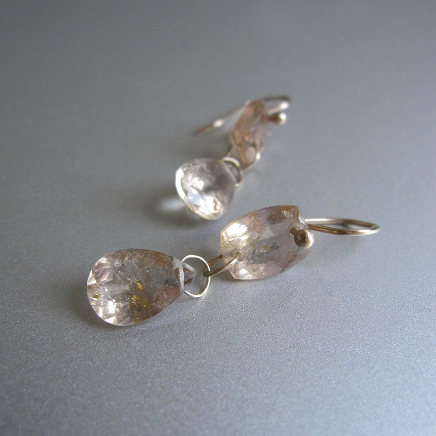 Reserved for Whitney --- Imperial Topaz, Double Ring Cut Drops, Solid 14k Gold Drop Earrings