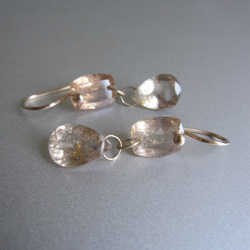 Reserved for Whitney --- Imperial Topaz, Double Ring Cut Drops, Solid 14k Gold Drop Earrings