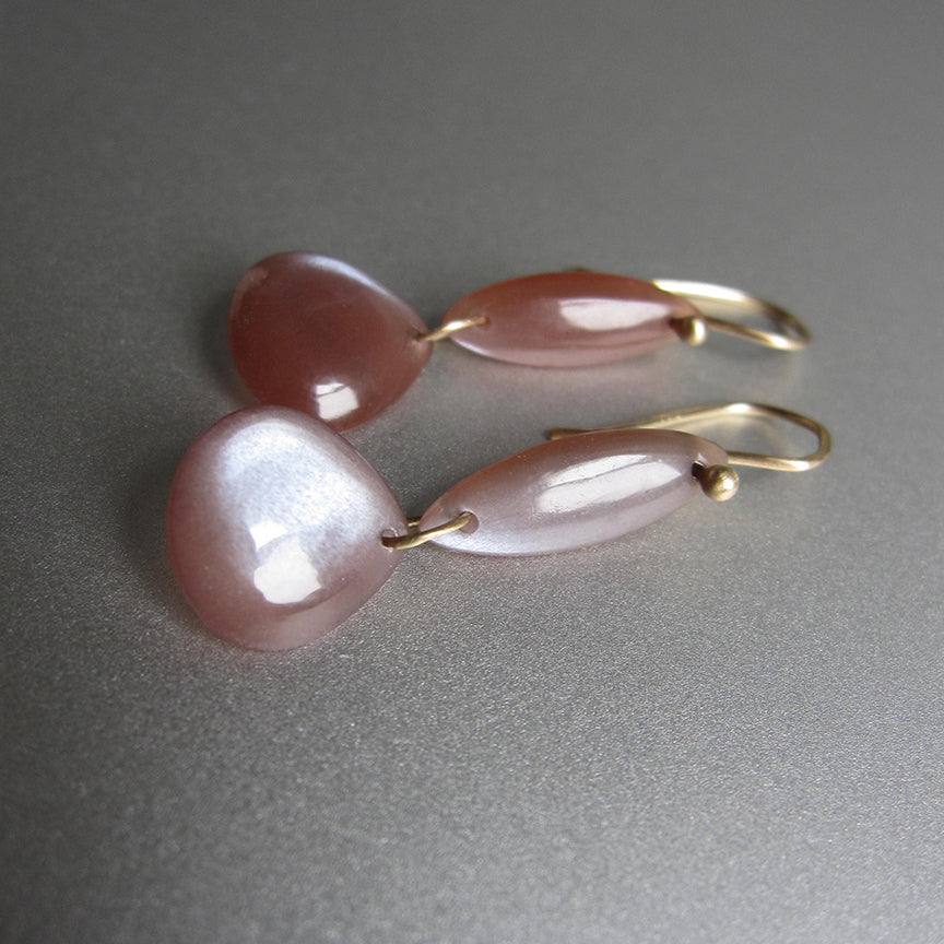 chocolate moonstone double drops solid 14k gold earrings3