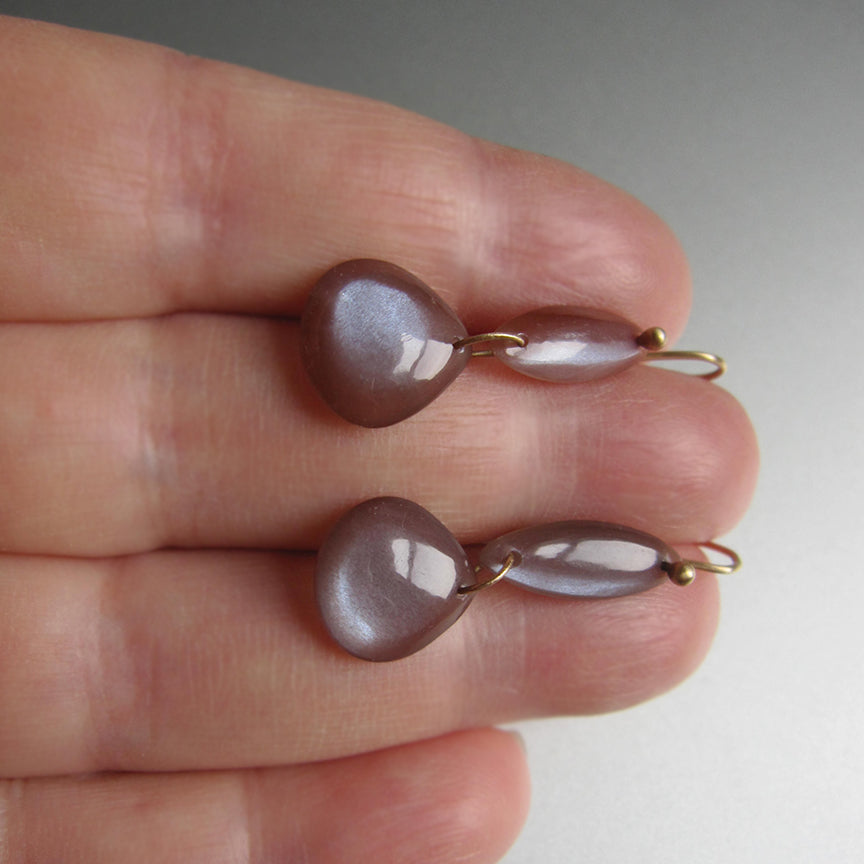 chocolate moonstone double drops solid 14k gold earrings7