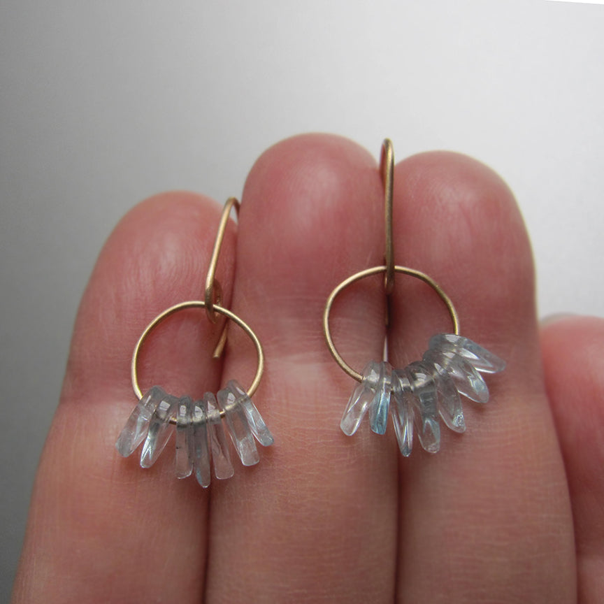 aquamarine fringe loops solid 14k gold earrings7