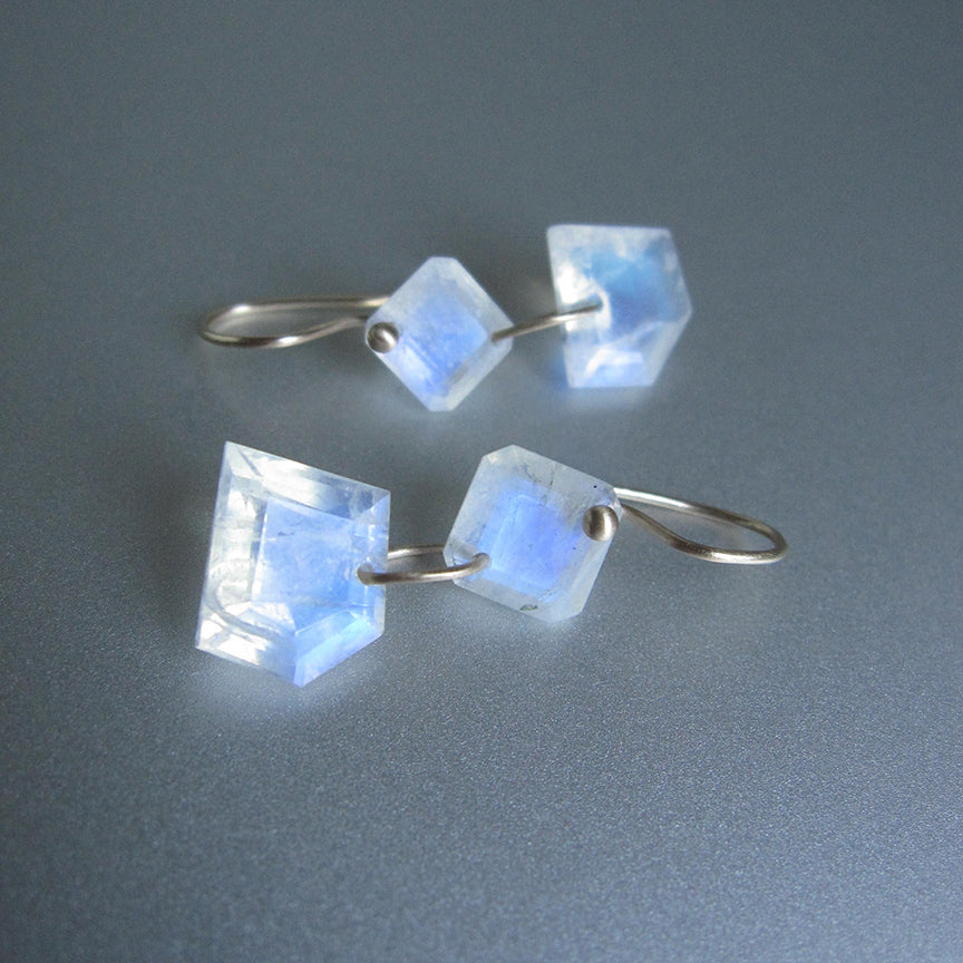 mismatched angular blue moonstone double drops solid 14k gold earrings2