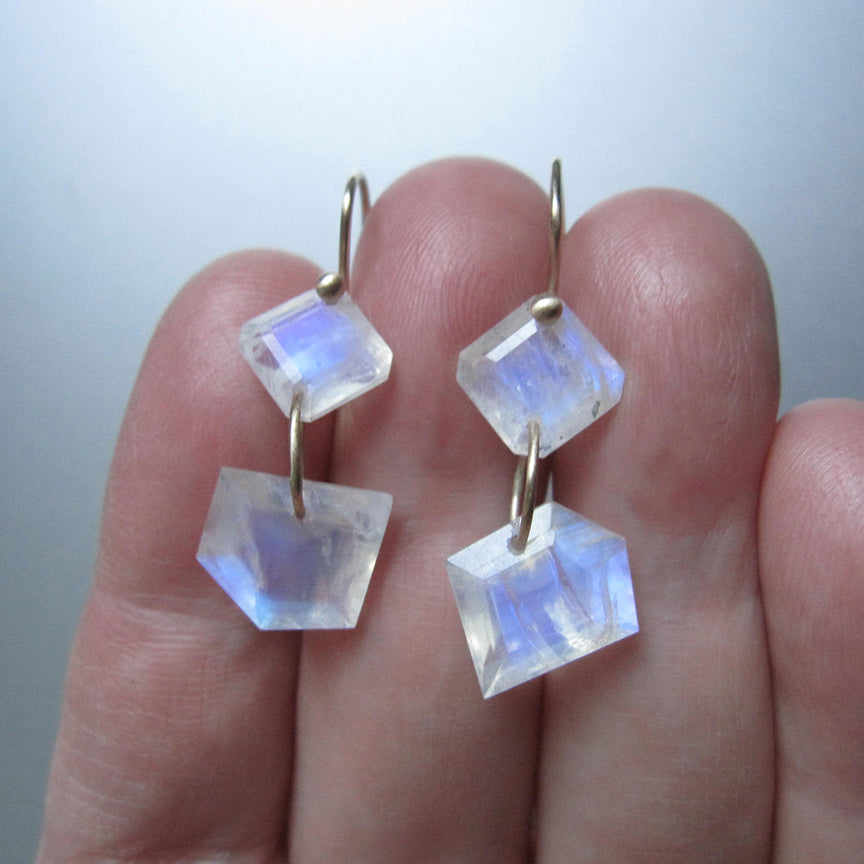 mismatched angular blue moonstone double drops solid 14k gold earrings6