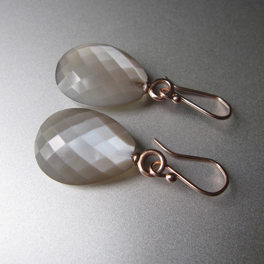 Gray Moonstone Faceted Drops Solid 14k Gold Earrings Choose Rose Gold or Yellow Gold4