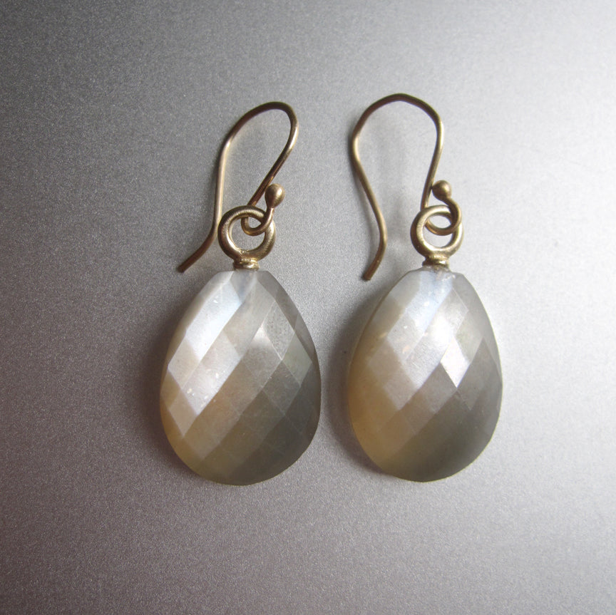 Gray Moonstone Faceted Drops Solid 14k Gold Earrings Choose Rose Gold or Yellow Gold6