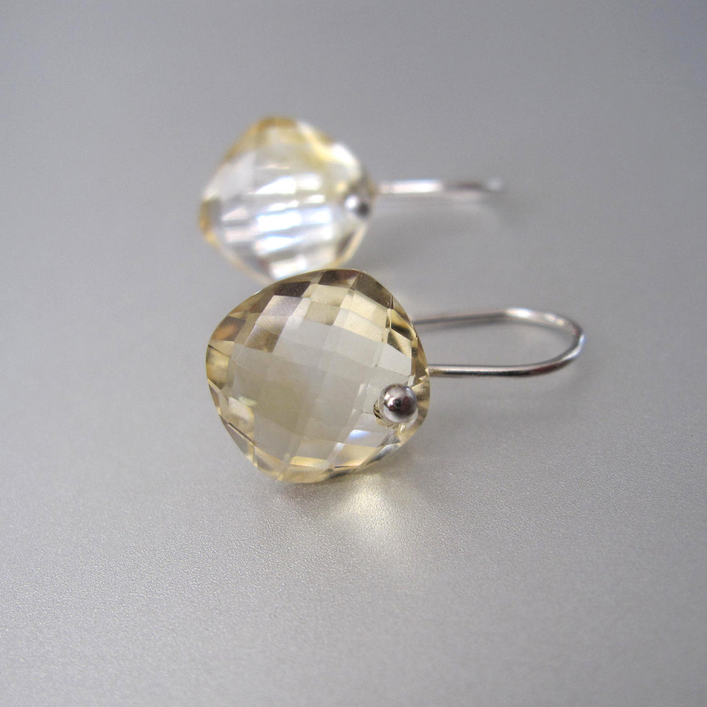 faceted citrine diamond drops sterling silver earrings
