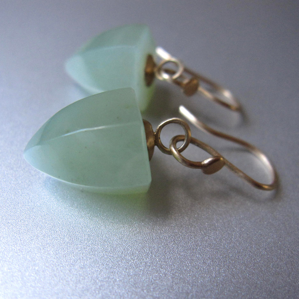 serpentine pointed faceted drops solid 14k gold earrings