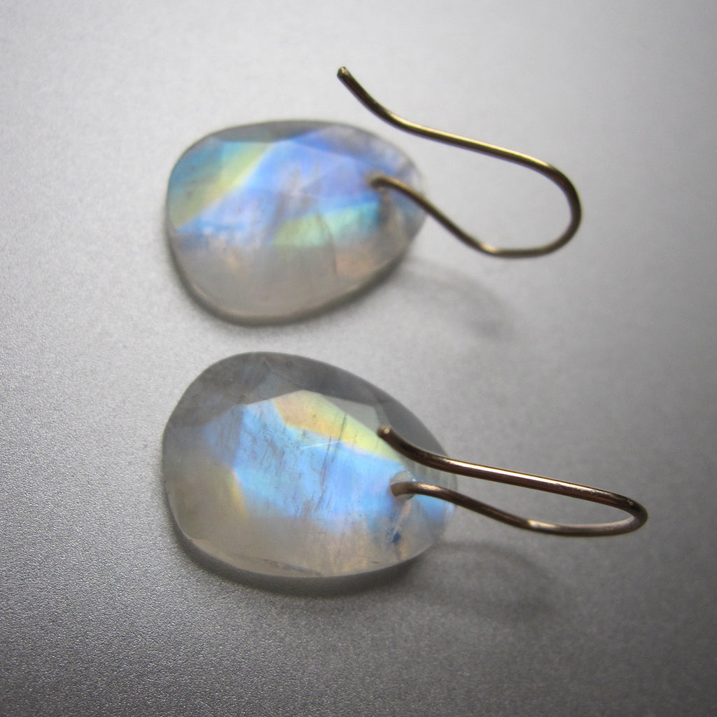 station cut rainbow moonstone egg shaped drops solid 14k gold earrings8