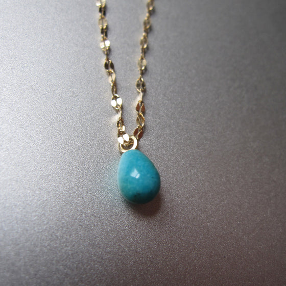 Mixed metals sterling and 14k yellow gold chain with small turquoise drop necklace