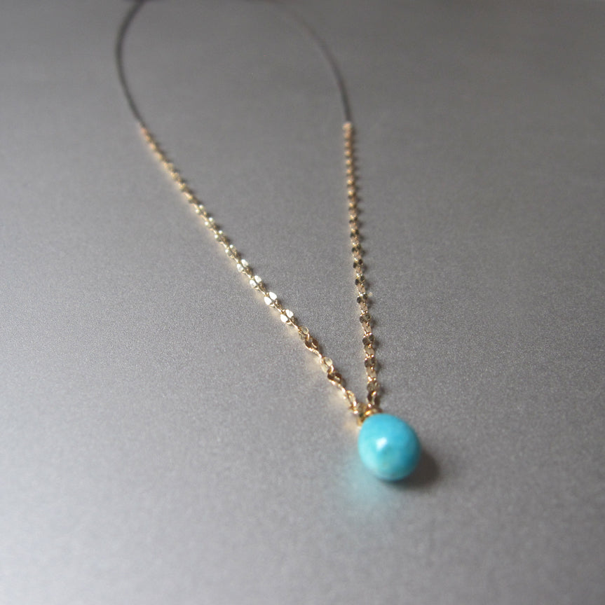 Mixed metals sterling and 14k yellow gold chain with small turquoise drop necklace5