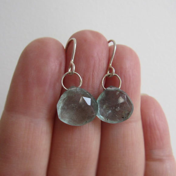 blue green moss aquamarine drops sterling silver earrings