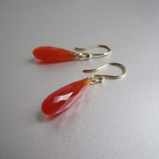small carnelian faceted drops solid 14k gold earrings