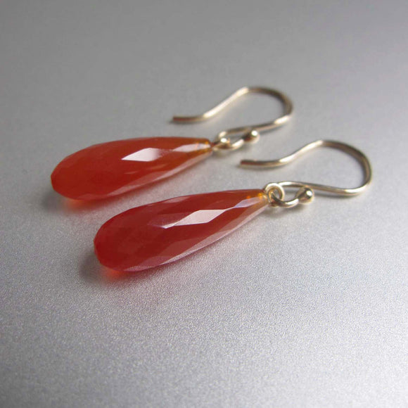 small carnelian faceted drops solid 14k gold earrings