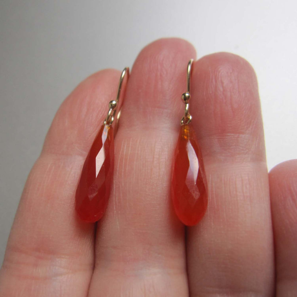 small carnelian faceted drops solid 14k gold earrings5