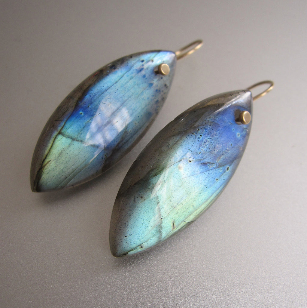 labradorite blue to green thick navette drops solid 14k gold earrings2