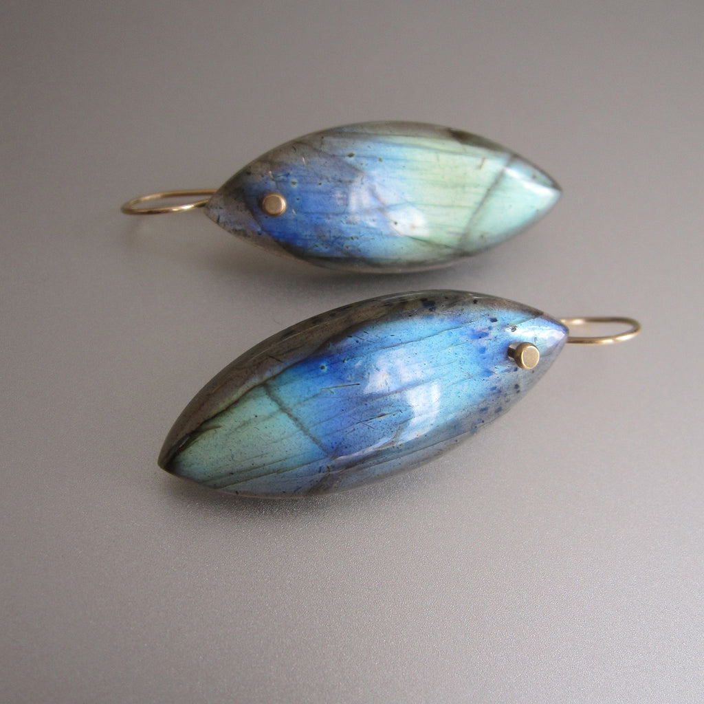 labradorite blue to green thick navette drops solid 14k gold earrings5