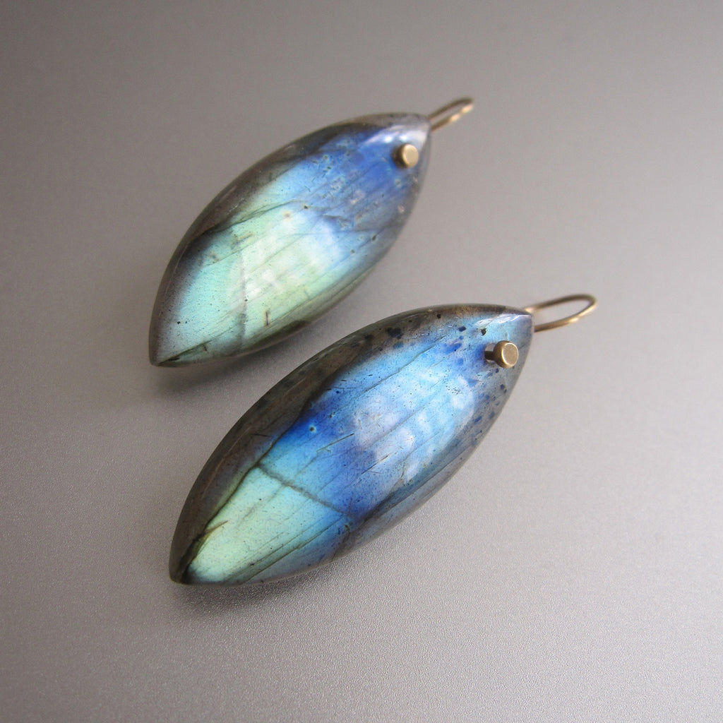 labradorite blue to green thick navette drops solid 14k gold earrings6