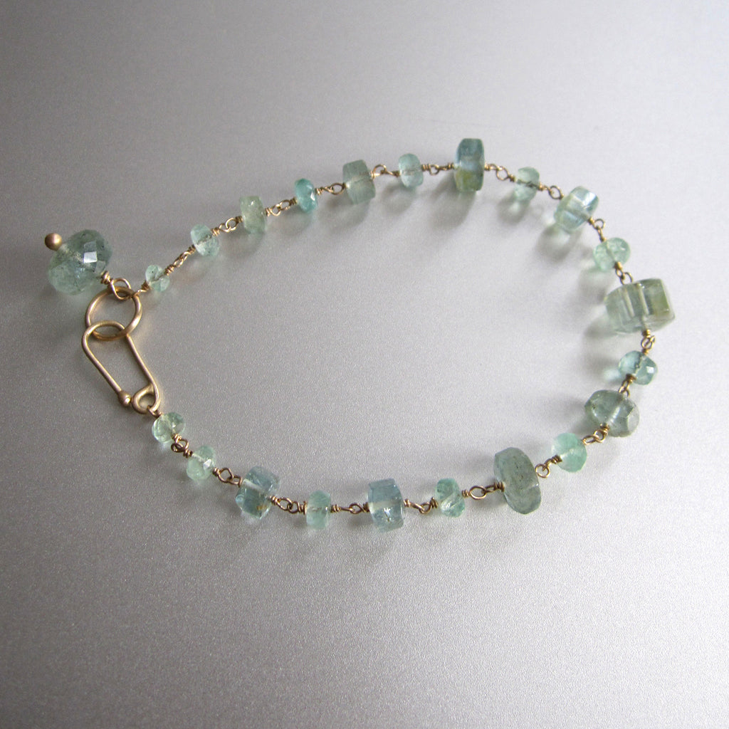 emerald and moss aquamarine solid 14k gold bracelet3