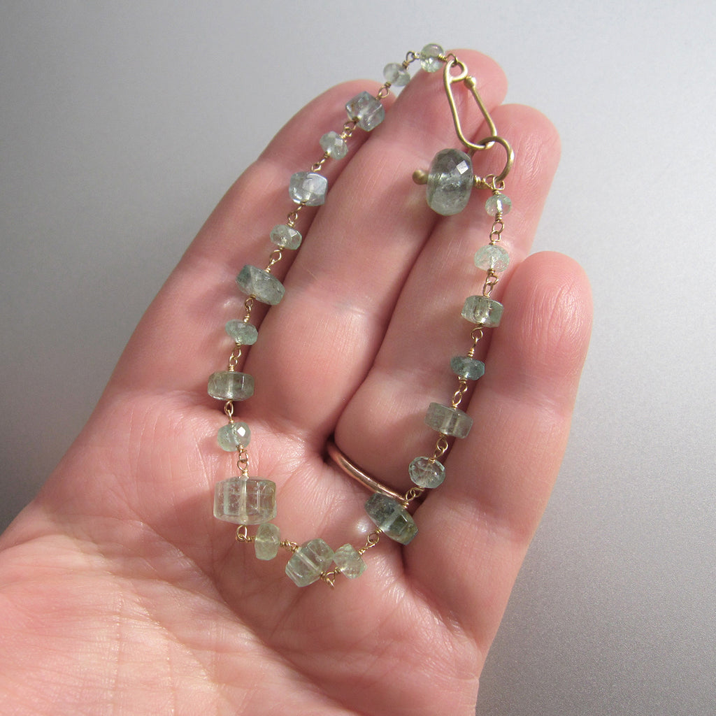 emerald and moss aquamarine solid 14k gold bracelet7