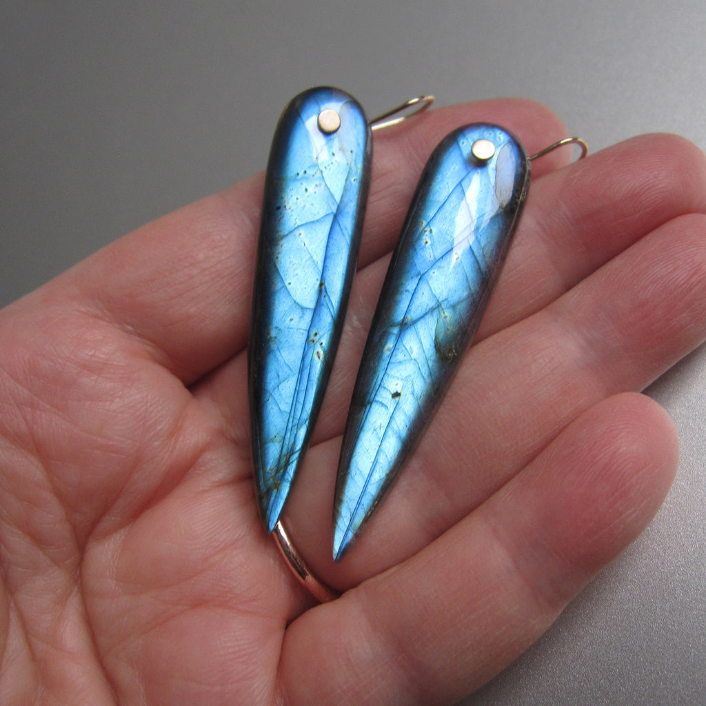 very long labradorite blue pointed drops solid 14k gold earrings7