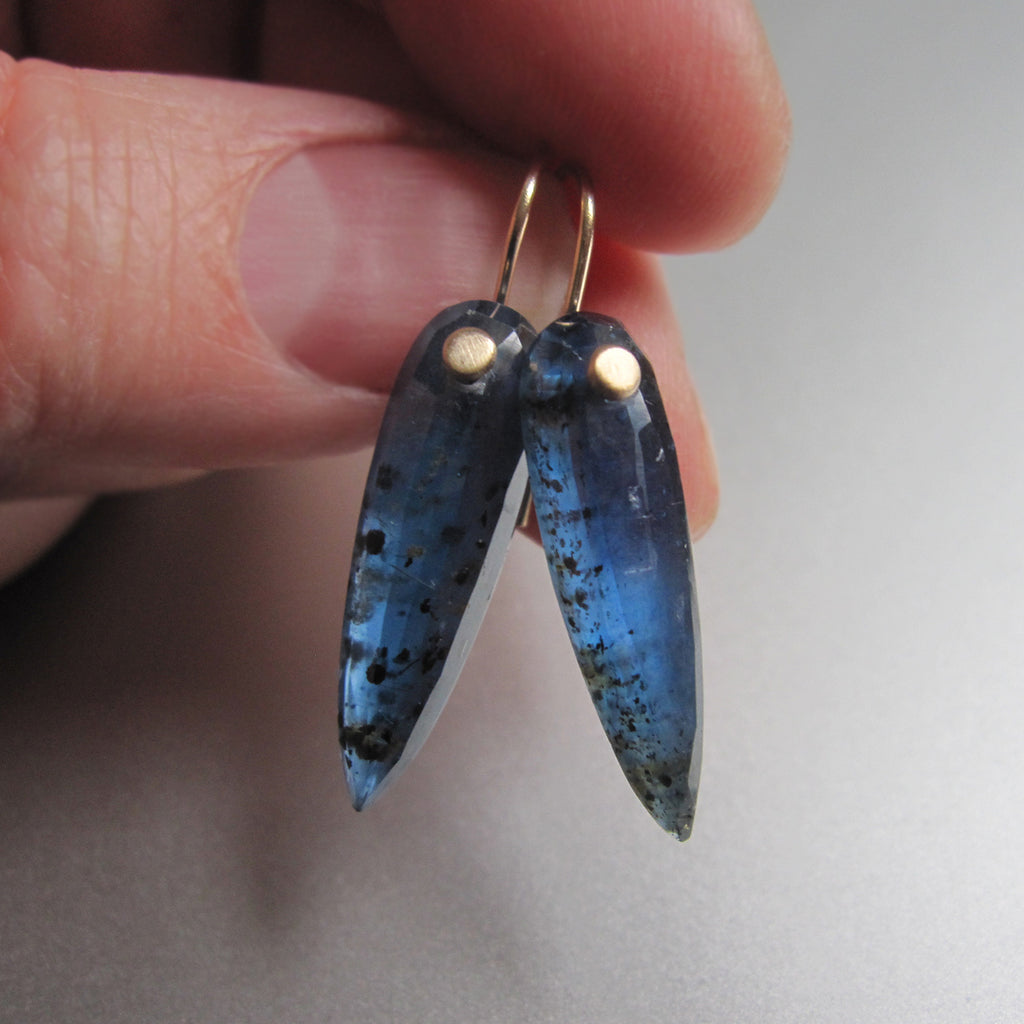 mossy blue kyanite pointed drops solid 14k gold earrings8