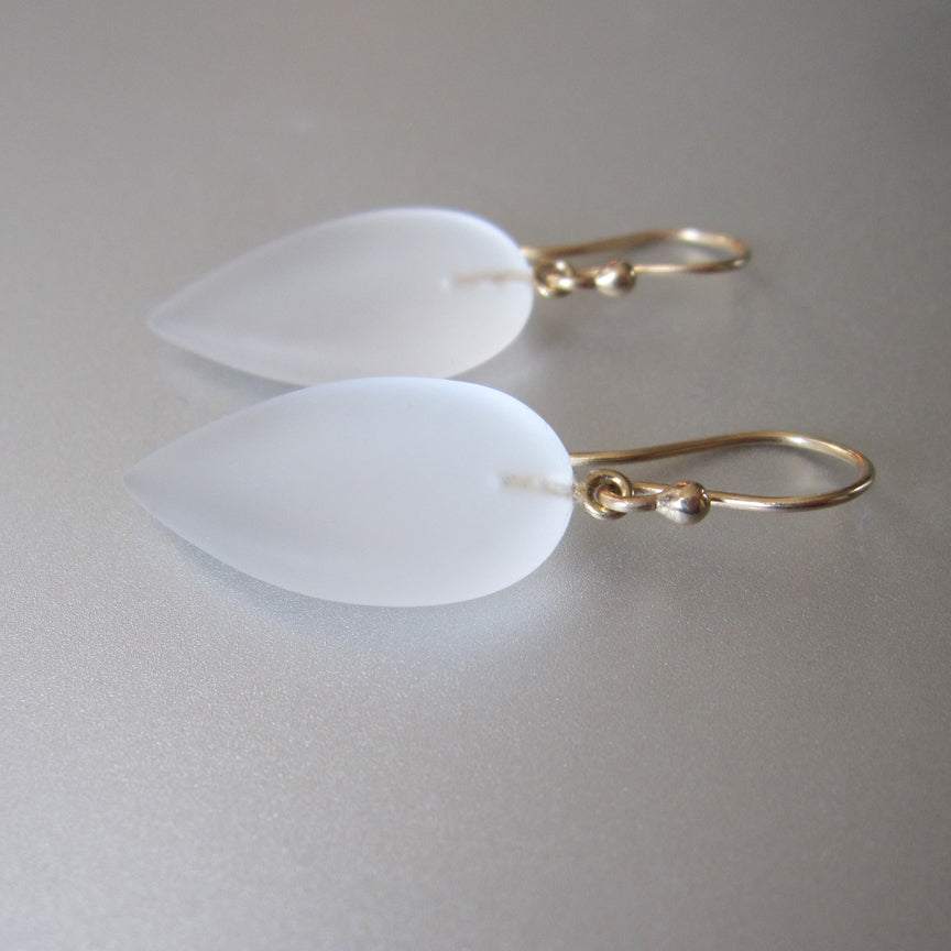 frosted quartz pointed drops solid 14k gold earrings2