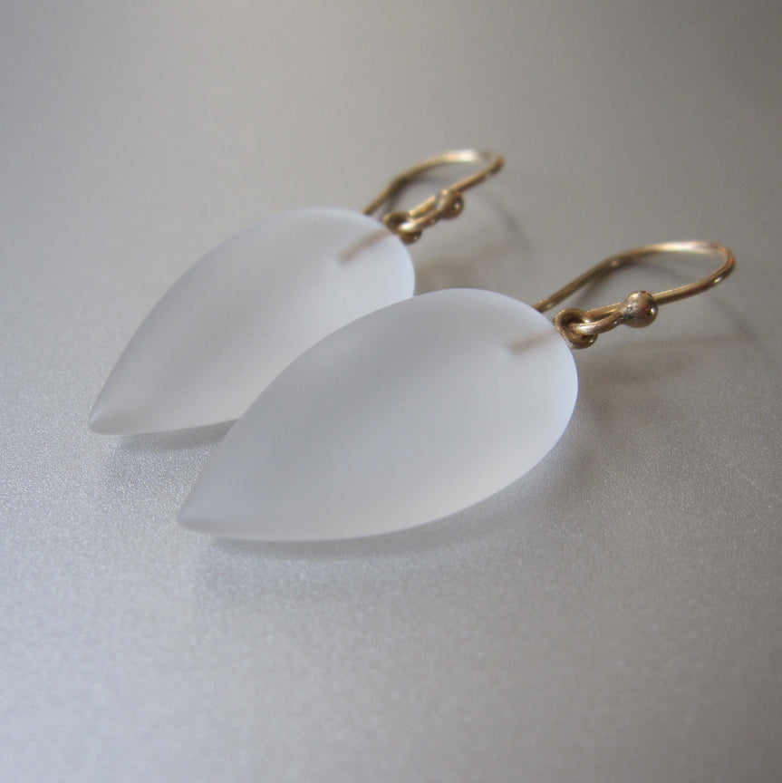 frosted quartz pointed drops solid 14k gold earrings3