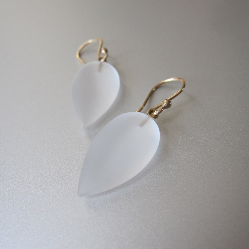 frosted quartz pointed drops solid 14k gold earrings4
