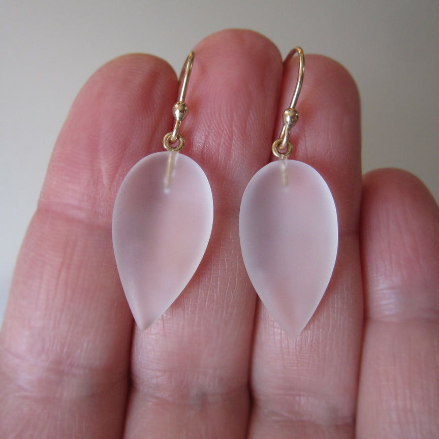 frosted quartz pointed drops solid 14k gold earrings5