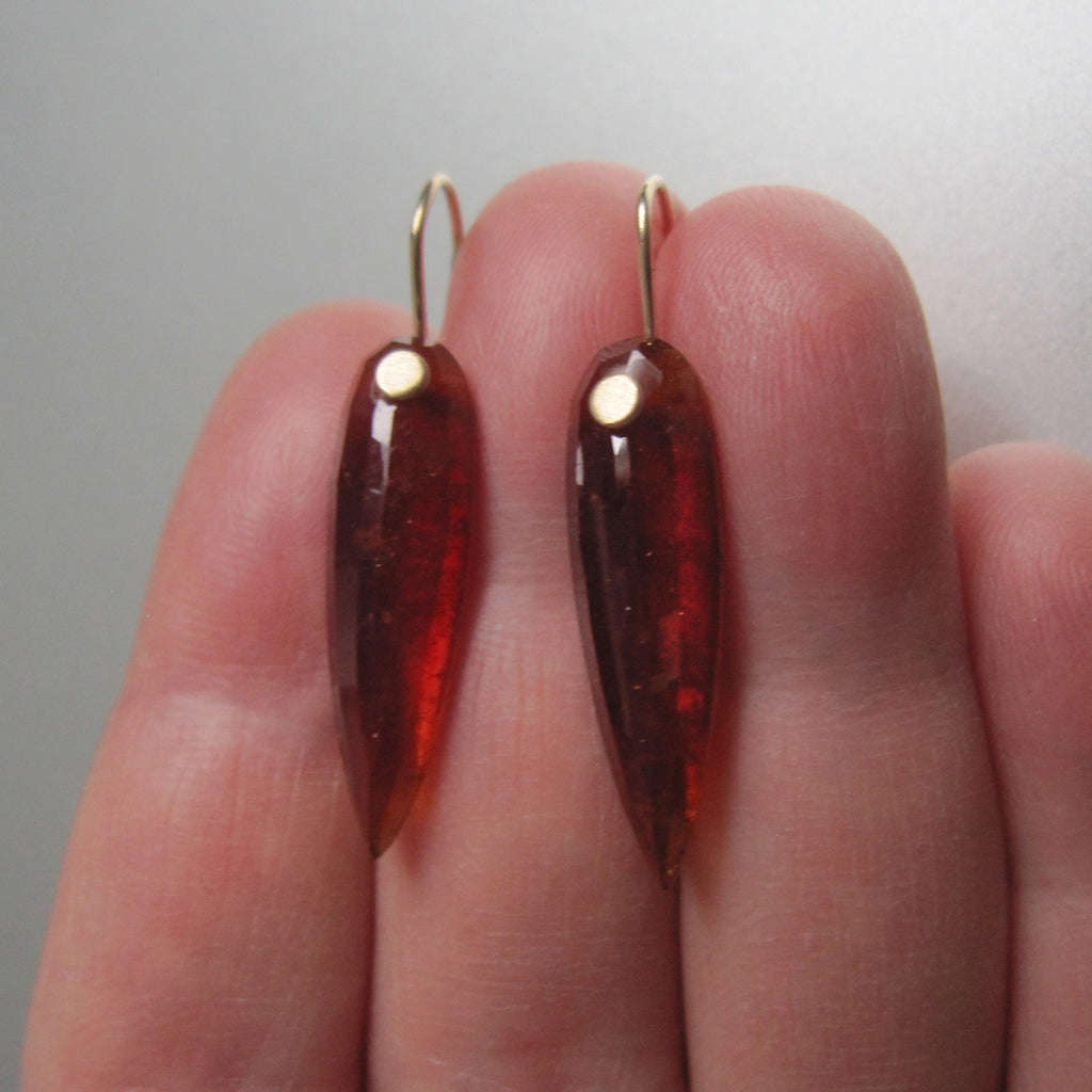 hessonite garnet pointed drops solid 14k gold earrings4