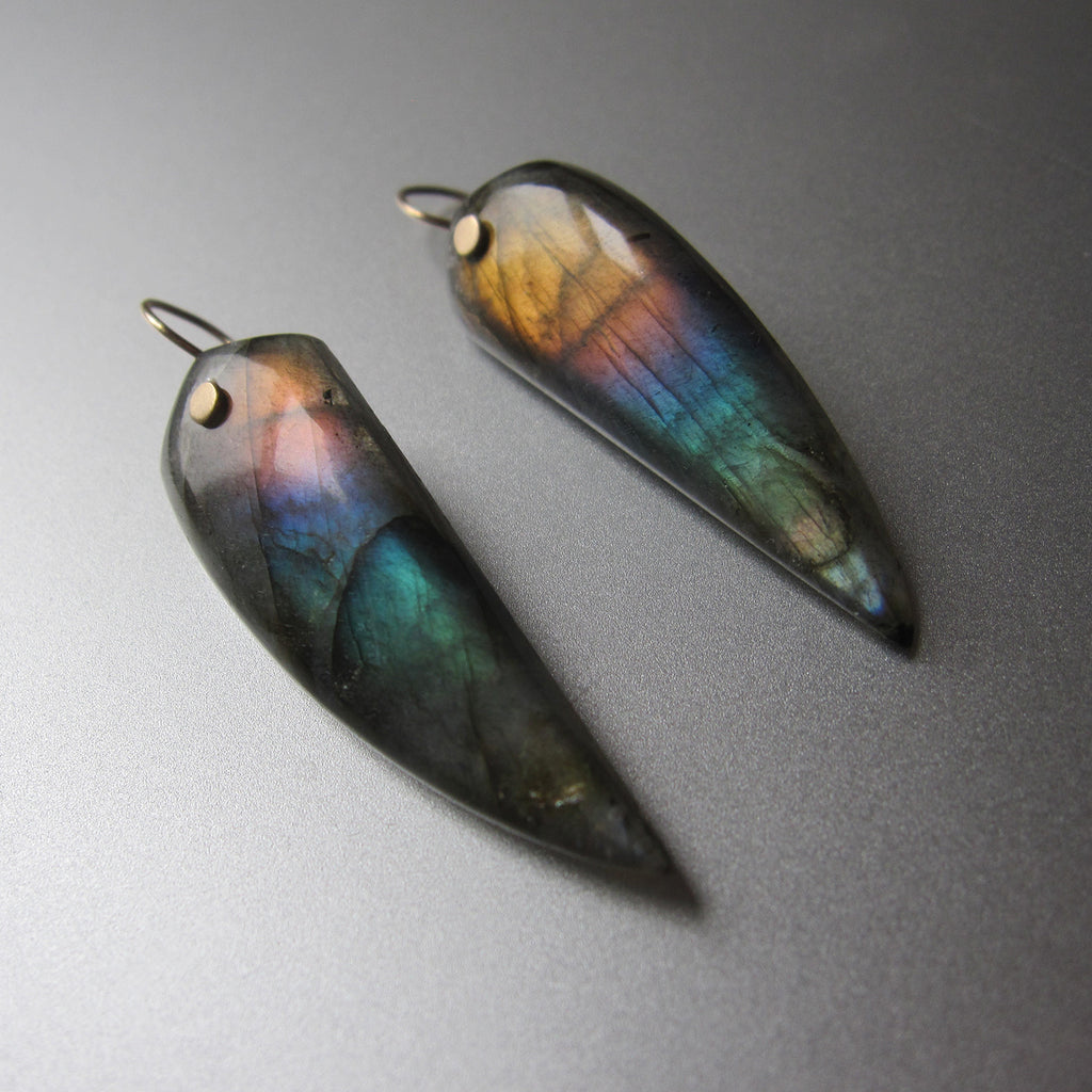 rainbow labradorite pointed drops solid 14k gold earrings3