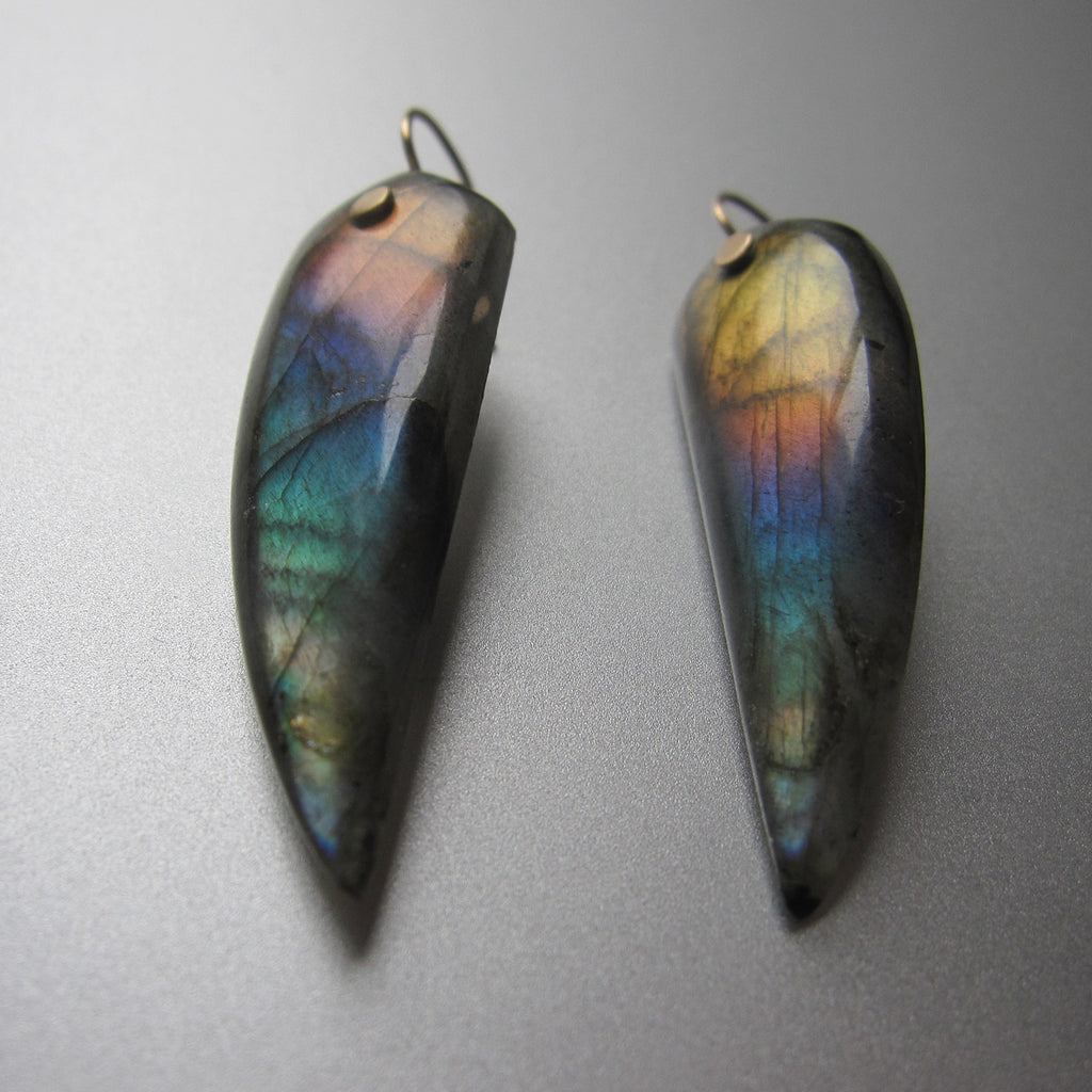 rainbow labradorite pointed drops solid 14k gold earrings4